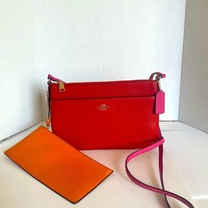 Coach crossbody - orange purse with wallet insert F38122 IM/Carmine Multi-New